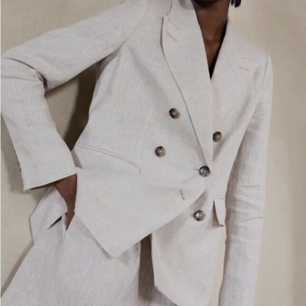 NWT Banana Republic Factory Palma Linen Double Breasted Blazer